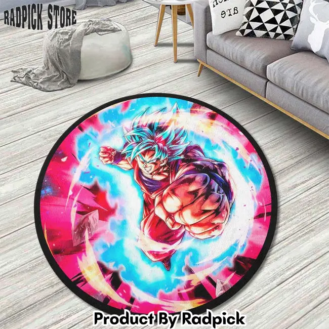 Goku blue skill round rug custom dragon ball anime circle carpet  rp5953555
